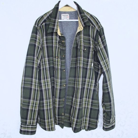 Burton Other - Burton Green Plaid Fleece Lined Jacket